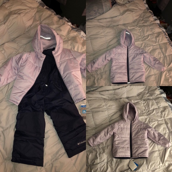 NWT Girls reversible snow suit NAVY/pale purple - Picture 2 of 7